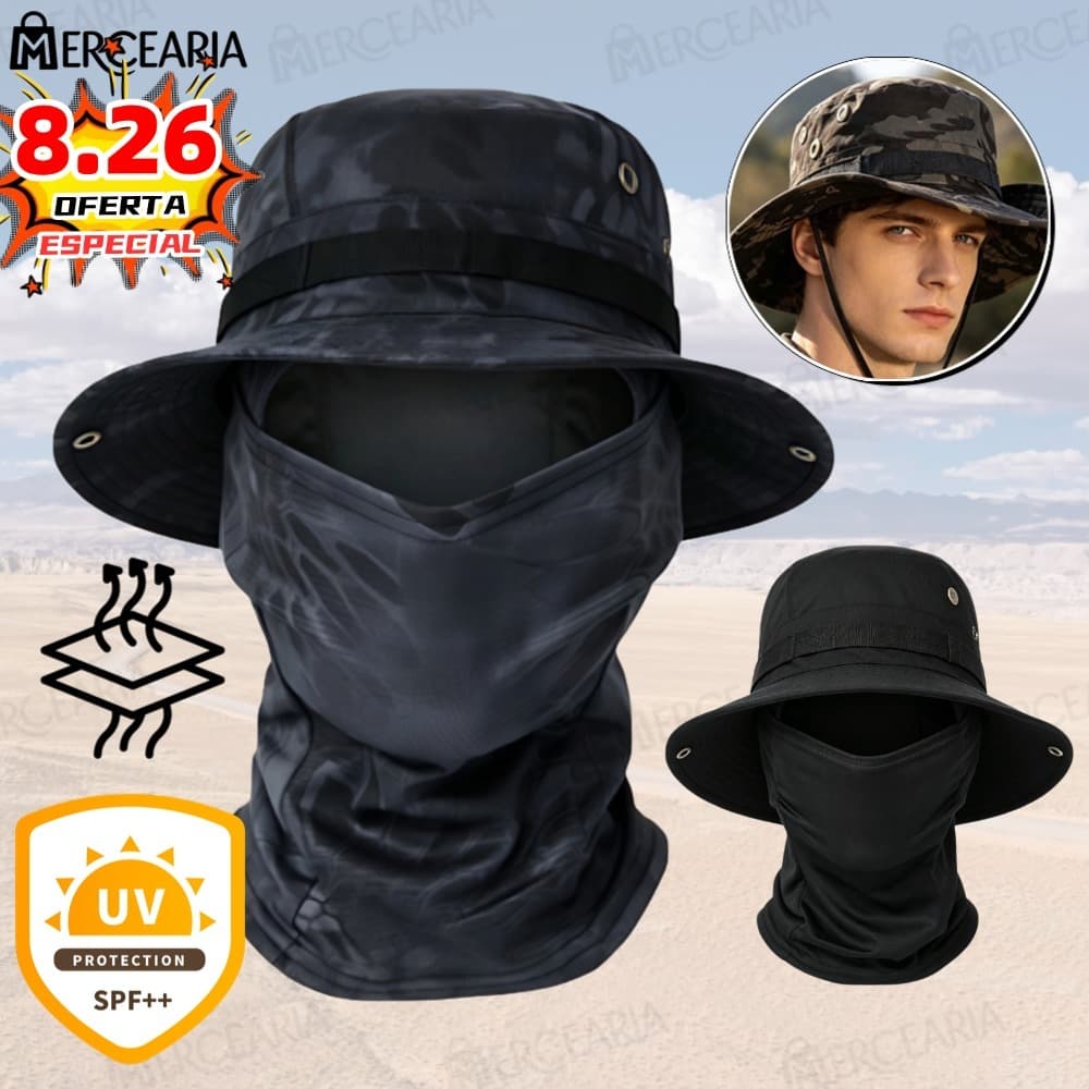 Pescador Ao Ar Livre Caça Pesca Chapéu Largo Protetor Solar Bonés Boonie Balaclava Terno Dobrável Macio Proteção Boné-ME