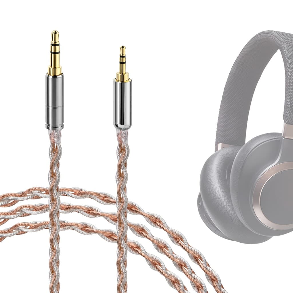 Cabo De Áudio Banhado A Prata Geekria De 3.5 Mm 2.5 Para Fones De Ouvido QC45 , QC35 , Tune770NC , Tune760NC , Live 660N
