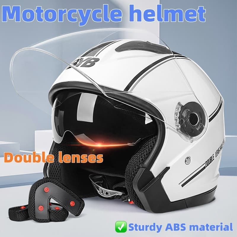 Capacete De Motocicleta De Estilo Aberto Com Guarda-Sol De Camada Dupla . Adequado Para Homens E Mulheres Aplicável Em T