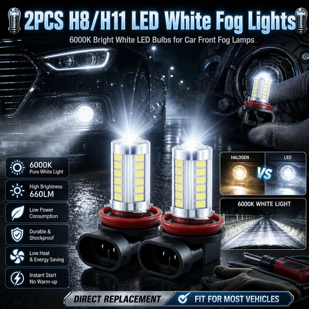 2 Unidades H8/H11 Luzes De Neblina Lâmpada 5630 660LM 6000K Branco Carro LED Lâmpadas 12V Lâmpada Farol de Neblina LED