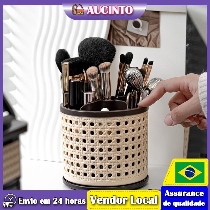 Aucinto estilo Retro pincel de maquiagem balde sobrancelha lápis escova caixa armazenamento multifuncional cômoda Deskto