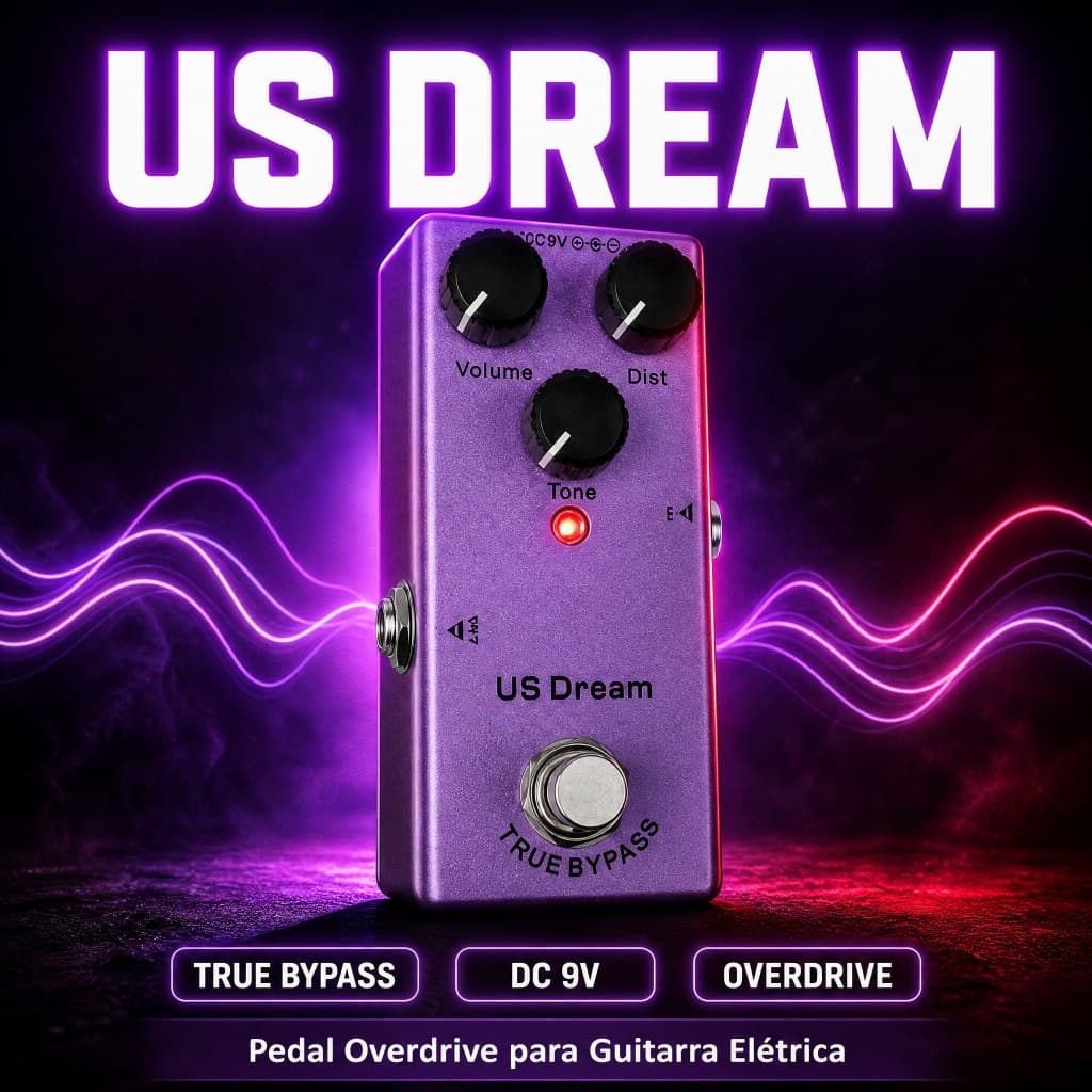 Pedal de Efeito 10 Sons 9V para Guitarra Elétrica Acessório Essencial Músico