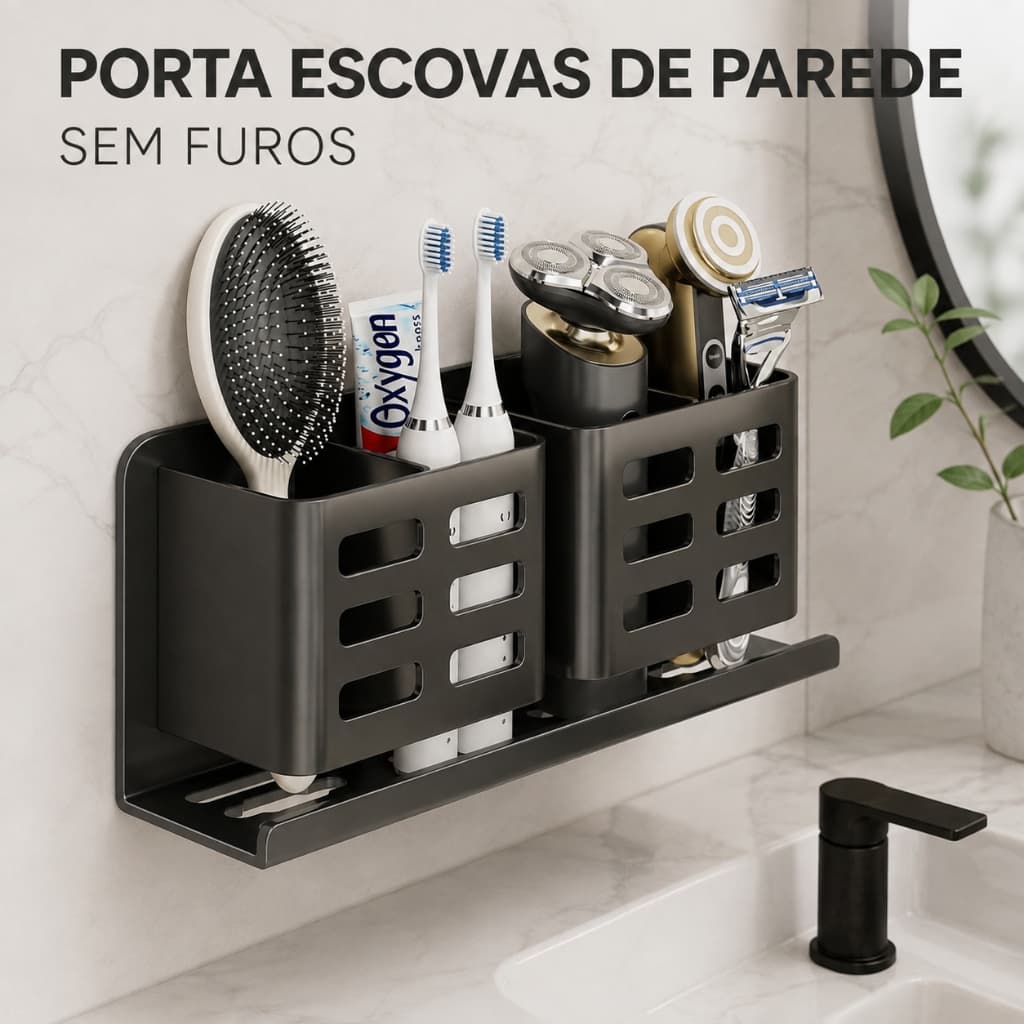 Suporte para escova de dentes, suporte para banheiro, montagem na parede, sem furação