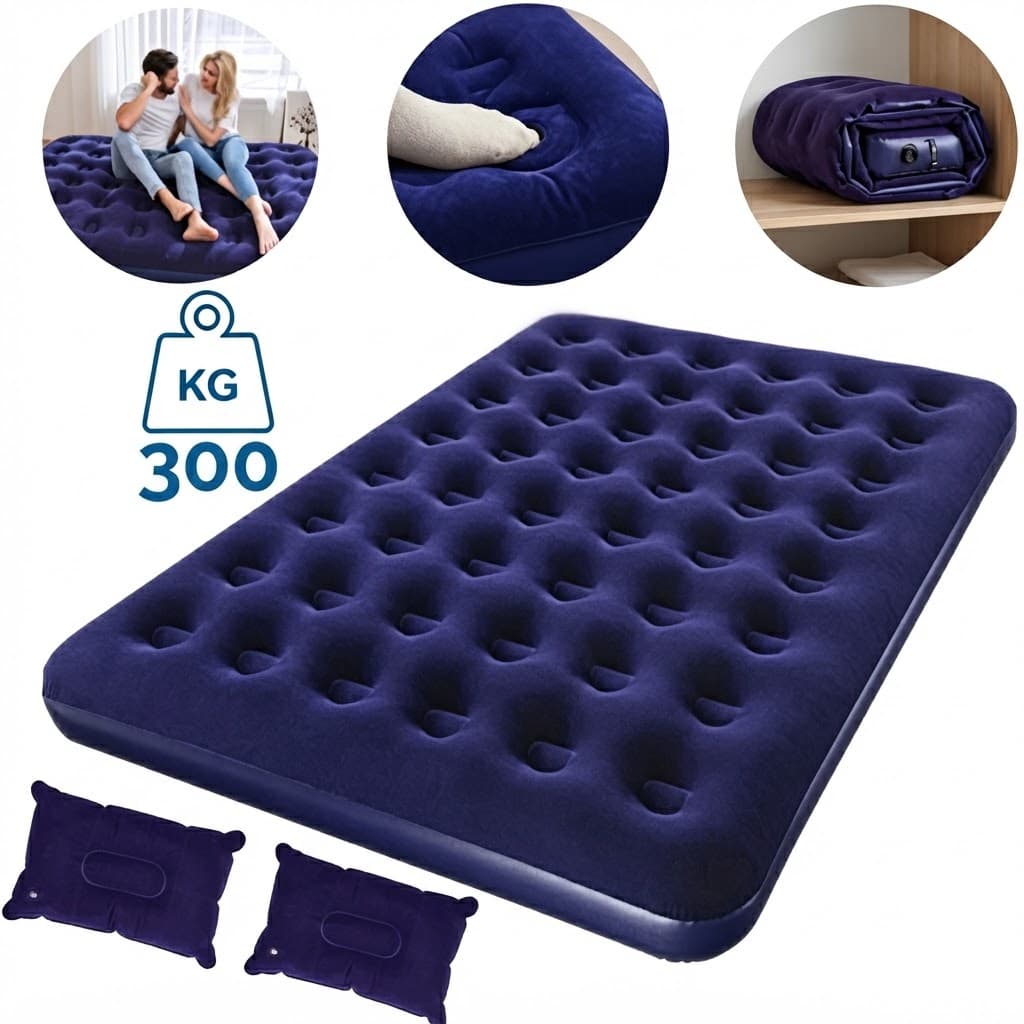 191x137x22cm Colchão inflável duplo com peso máximo de 300 kg para acampamento praia