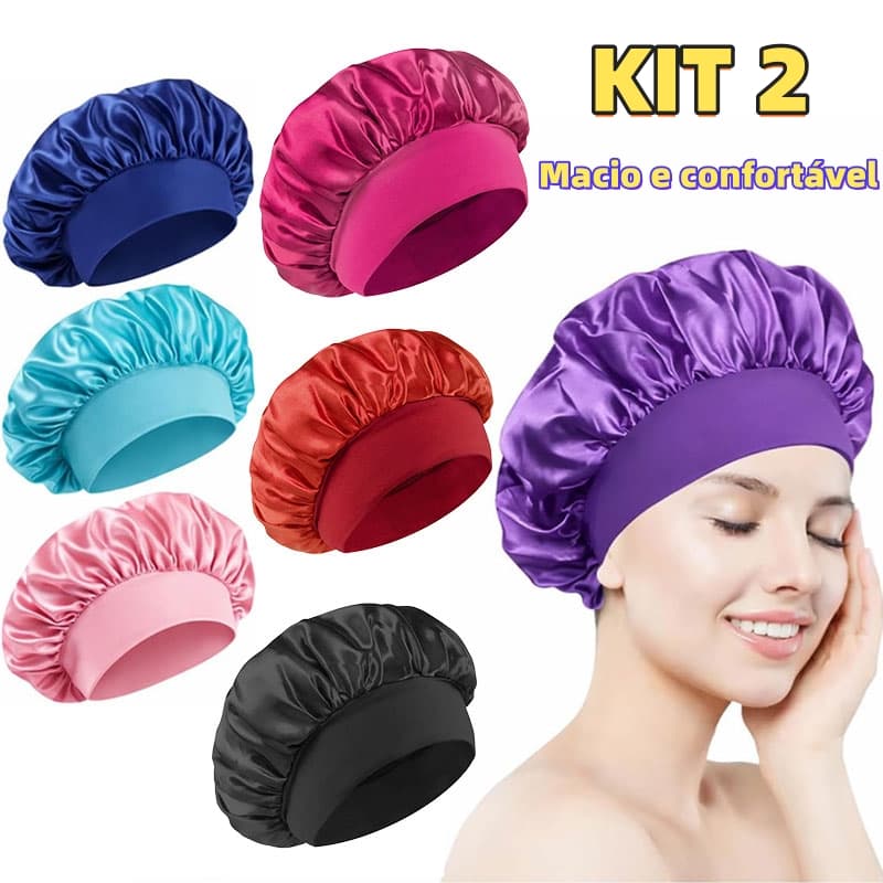 Kit 2 Touca De Cetim Com Faixa Larga Confortável Anti-Frizz Para Dormir Proteção Noturna Do Cabelo Envio Rápido
