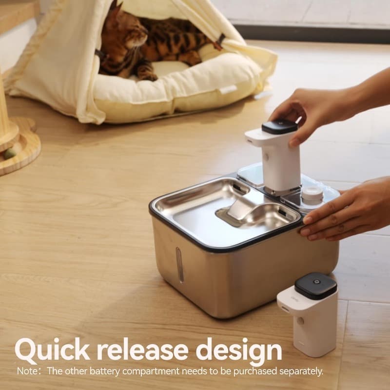 Dispensador de água para animais de estimação sem fio, bateria substituível, 5200mAh, substituição de bateria grande, co