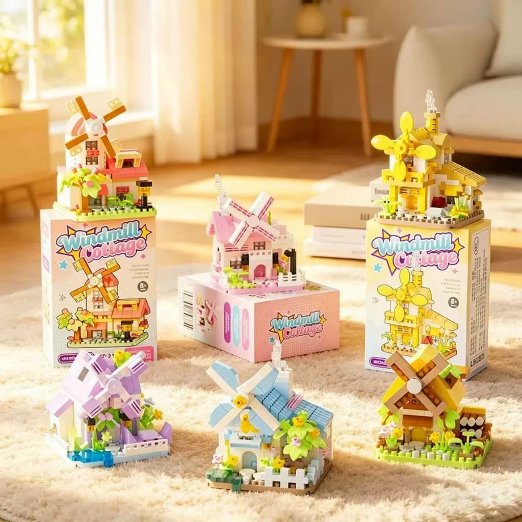 Sunshine Flower House Série Moinho De Vento Modelo Blocos De Construção Brinquedo Presente