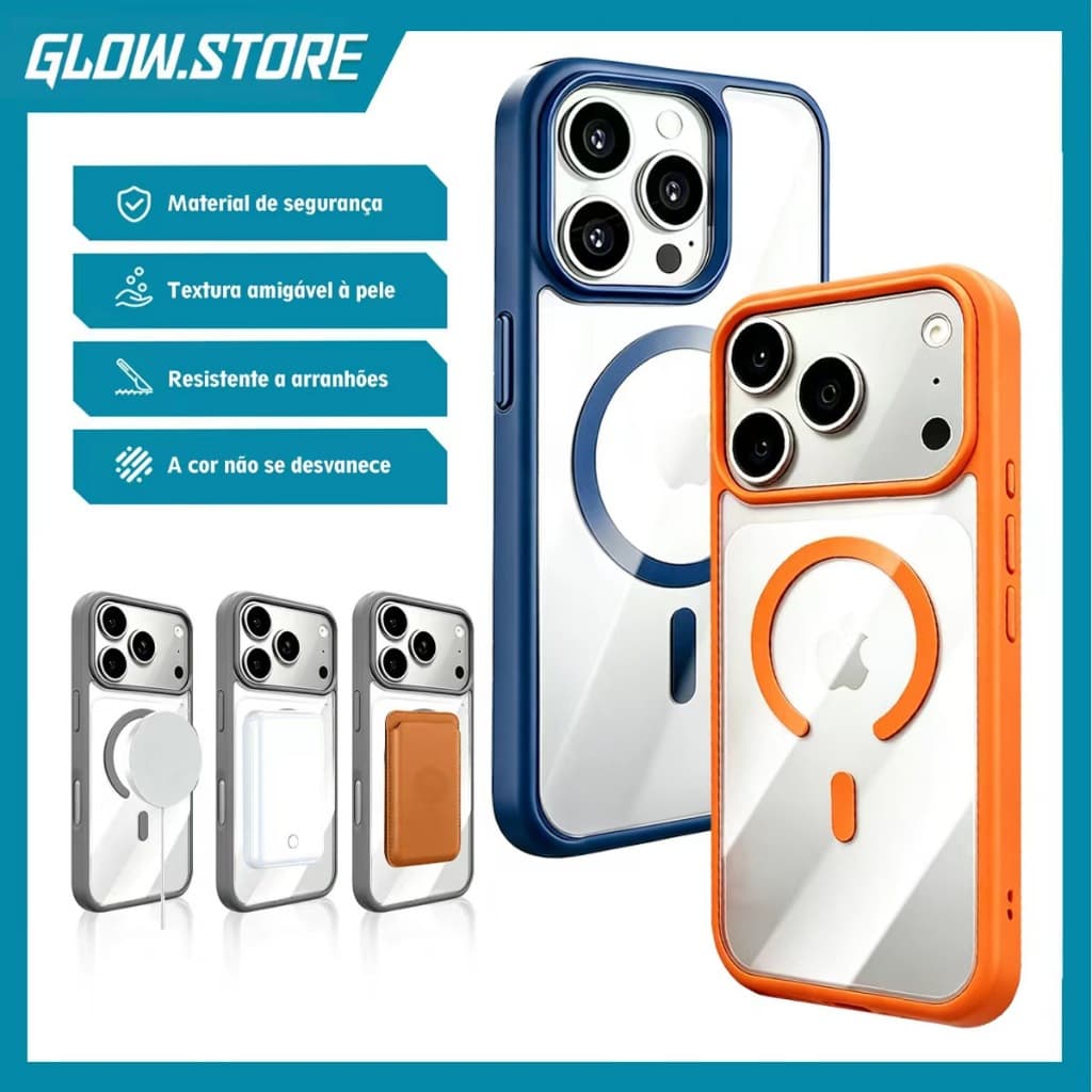Capa de telefone Macaron PC+TPU adequada para iPhone17/16/15/14/13/12 ProMax Pro Super magnética resistente a choques