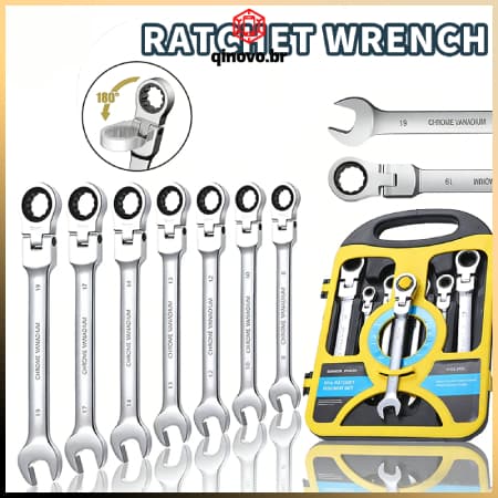 Kit 7 Peças Chave Ferramenta Combinada Catraca Boca Profissional Peças 08 A 19mm