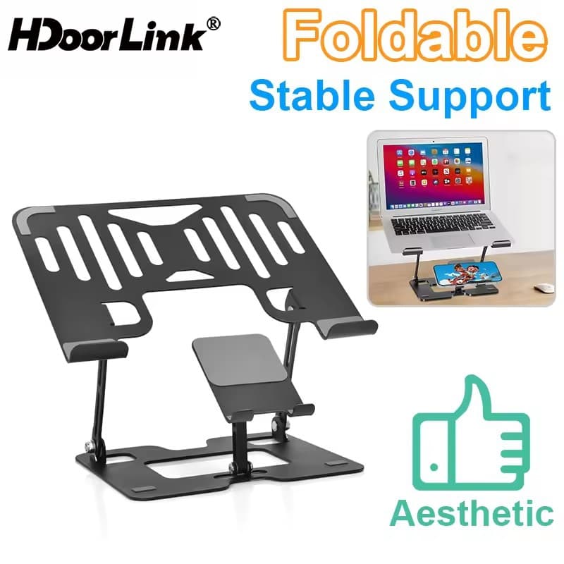 HdoorLink 2 Em 1 Suporte Combinado Para Laptop/Telefone Ajustável Dobrável Resfriamento De Notebook De Jogos