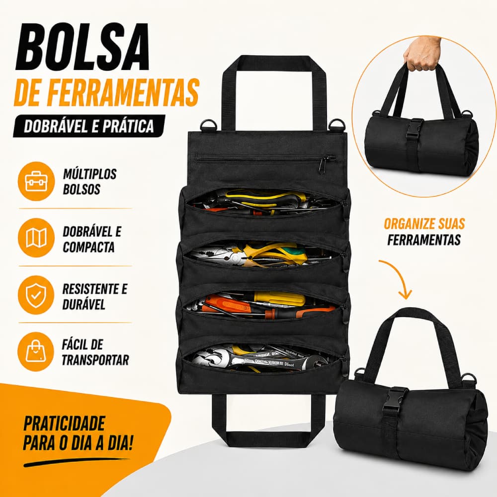 Bolsa De Ferramentas Rolo Prático Estojo Ferramenta Maleta Impermeável e Resistente