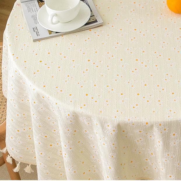 Toalha De Mesa Com Acabamento Floral E Borla ; À Prova De Poeira , Durável Fácil De Limpar Apresenta Um design Impresso