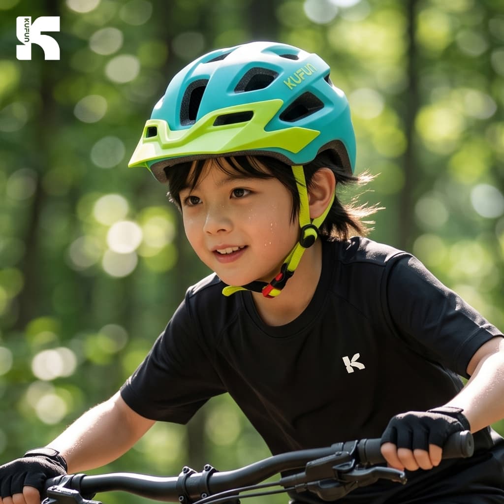 Capacete Infantil KUFUN Para Mountain Bike 2026 , Viseira Removível , 15 Aberturas De Bicicleta De Segurança Moldado Res