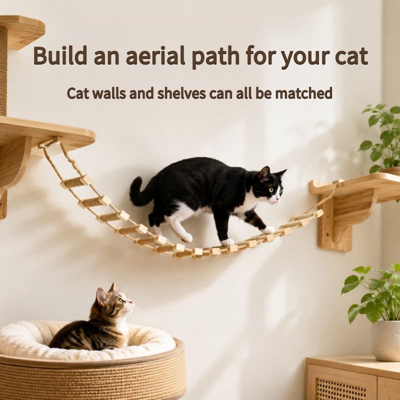 Escada De Escalada Para Gatos , Parede Corda De Sisal , Antiderrapante , Madeira Natural , Acessório Árvore De Gato , Co