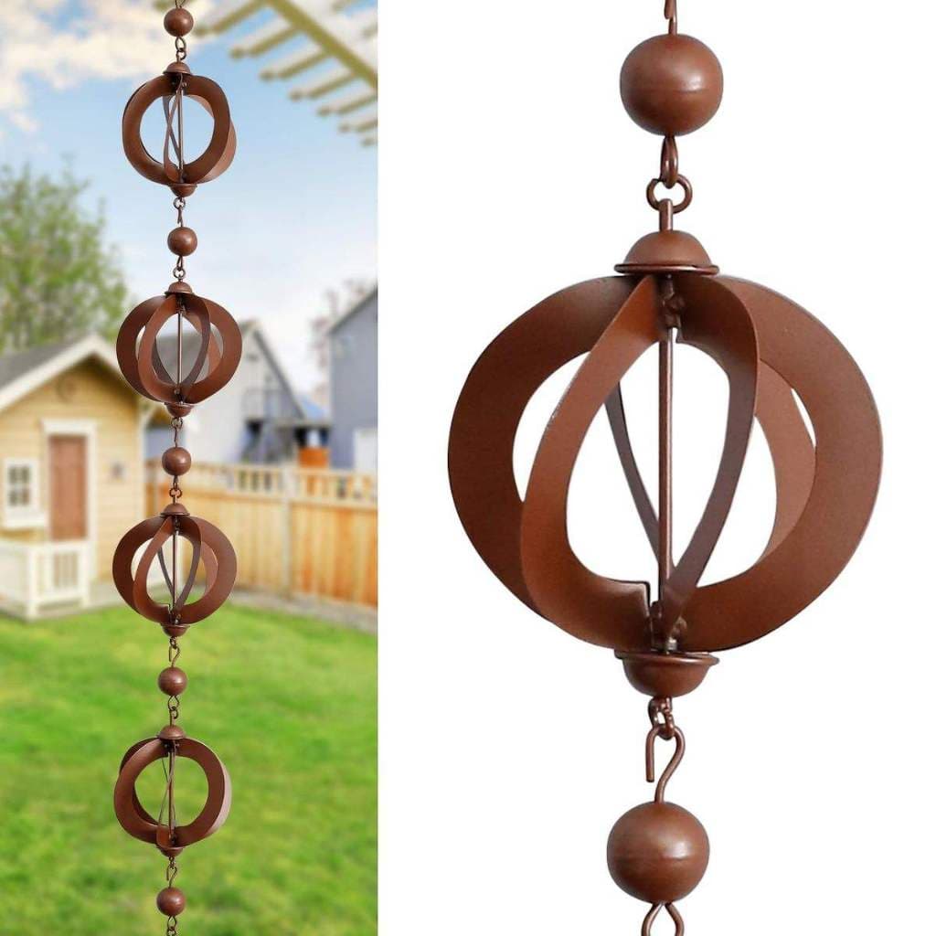 Corrente De Chuva Retrô Bell – Downspout De Calha De Metal À Prova De Ferrugem , Carrilhão De Vento Decorativo Para Pend