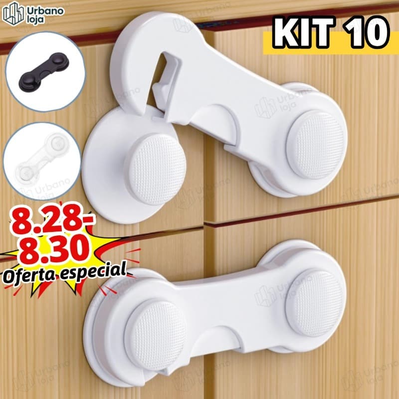 Kit 10/20 Travas Para Gaveta Porta Armário Segurança Bebê - Opção de cores Invisível, Fácil de instalar-UR