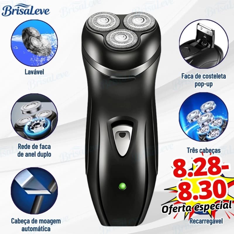 Barbeador Elétrico Homens Prova d'água Recarregável De Três Cabeças Maquina Shaver Depilador Barba Cabeça Aparador-BL