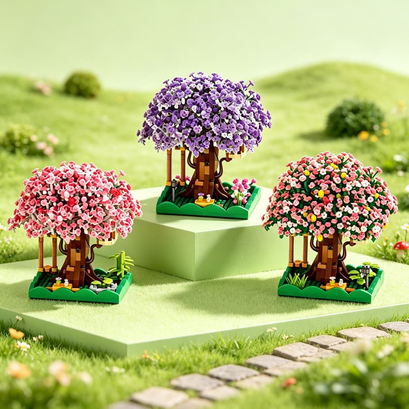 Criativo DIY Flor De Cerejeira Modelo De Árvore Ornamento Blocos De Construção Brinquedos Presentes