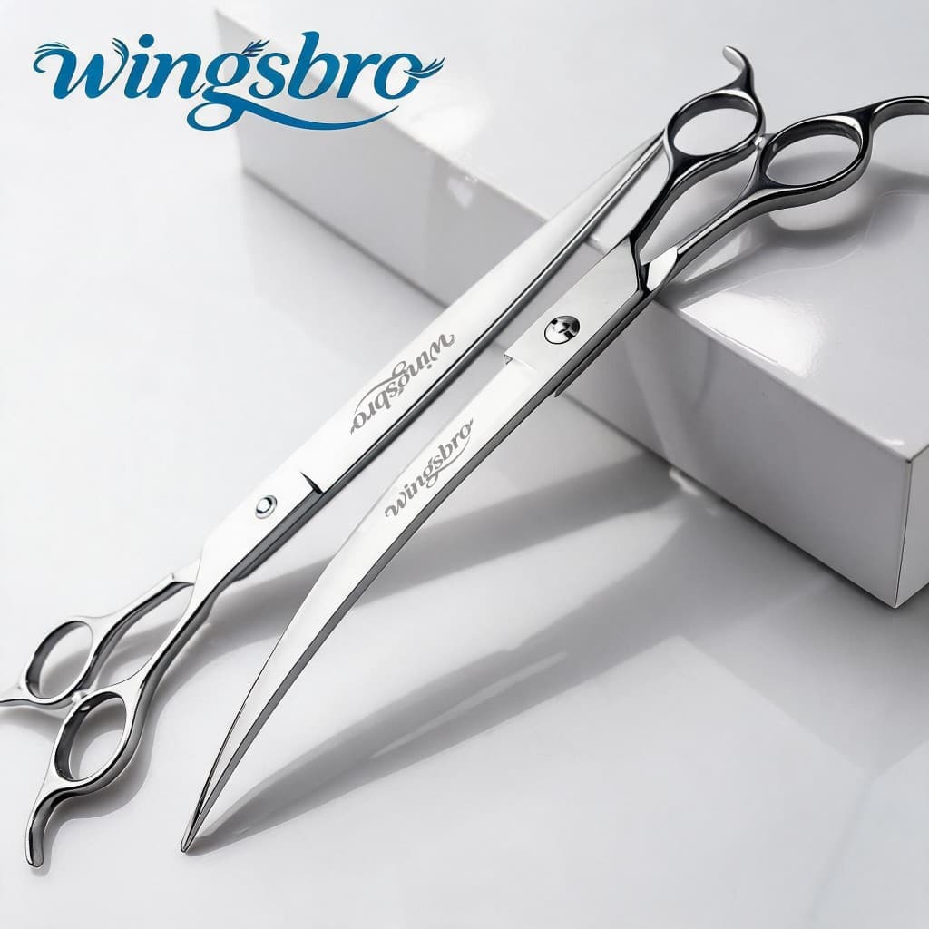Wingbro Tesoura Para Tosa De Cães De Estimação , 9 Polegadas , Curva De Cabelo Profissional E Gatos , pet shop Reta Gran