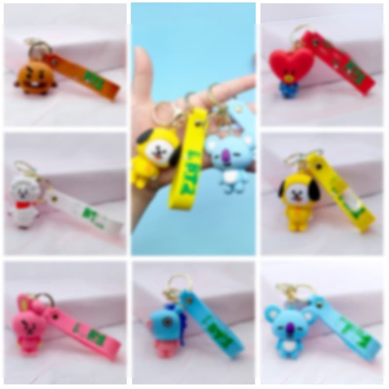 Chaveiro 3D Keychain Cute Cartoon Keyring Para Porta-Chaves De Identificação Decoração Sling Anti-Lost Accessories
