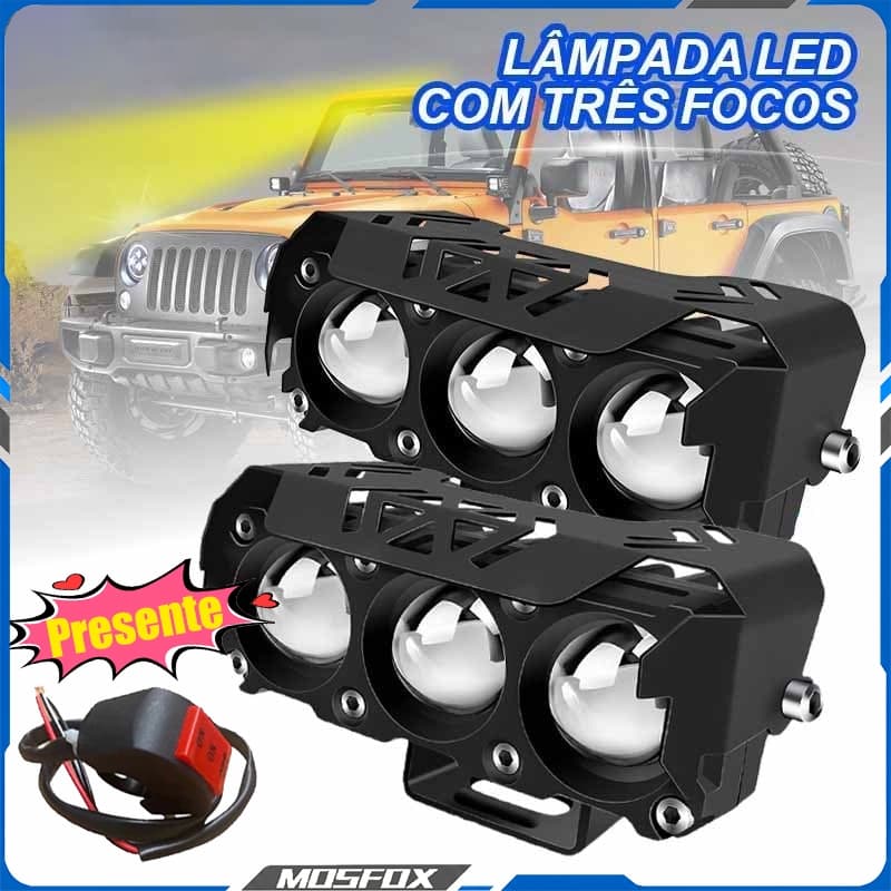 Universal da motocicleta LED Spotlight Dual Color Hi/Low Beam Fog Lâmpada para Honda para Yamaha