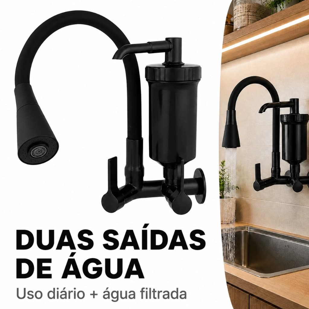 Torneira Preta  Para Cozinha, Torneira Flexivel de Parede Cozinha,Torneira Preta Gourmet Pared