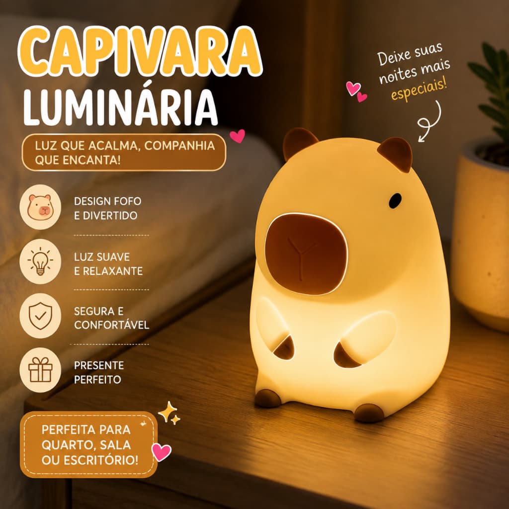 Luminária De Mesa Capybara Silicone Capivara Sleep Night Light USB Lamp Cute Luz Nocturna Recarregável  Y7