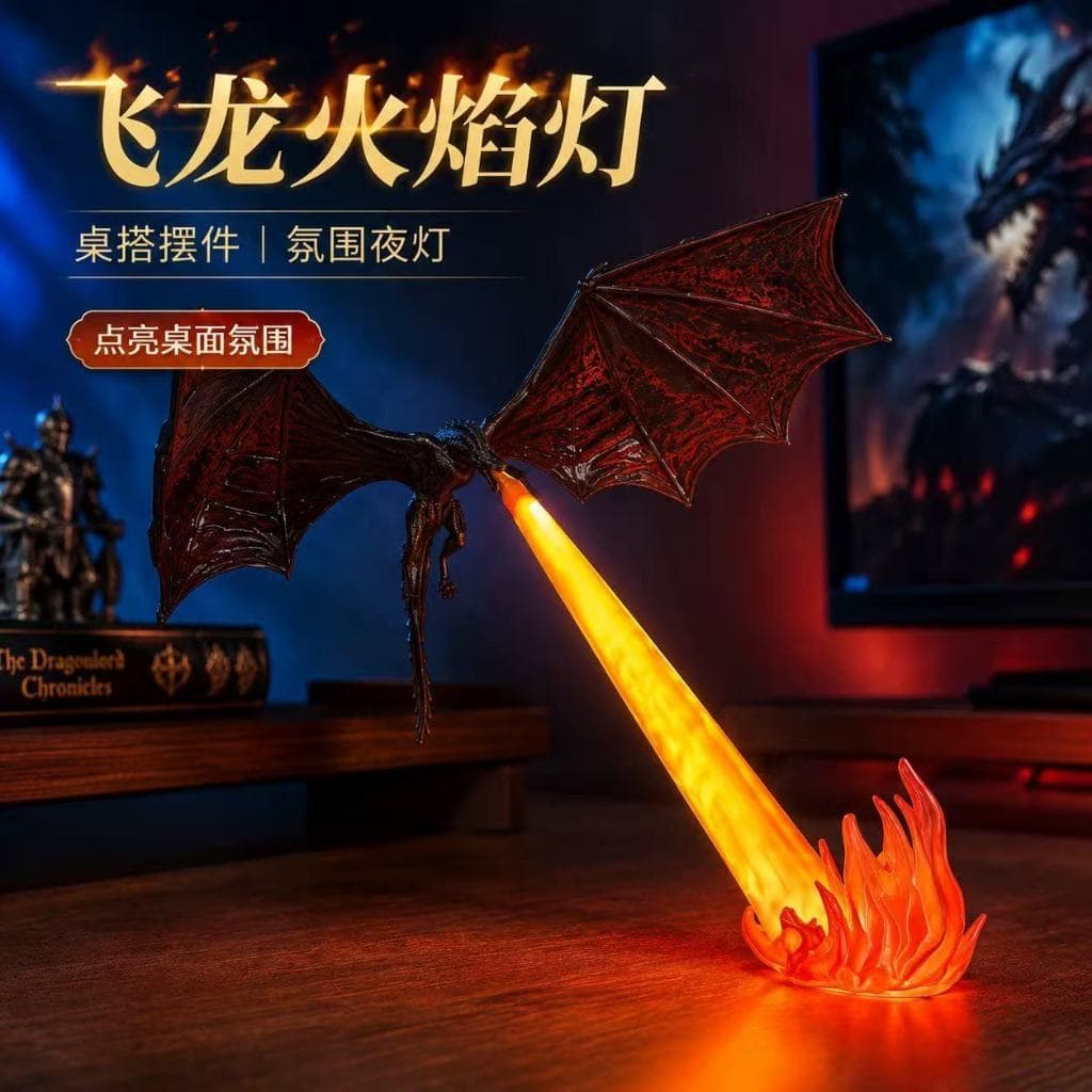 Nova Lâmpada Dragão Respirando Fogo 2026, Luminária Noturna de Dragão Espirralando Fogo, Ornamento de Mesa, Luminária No