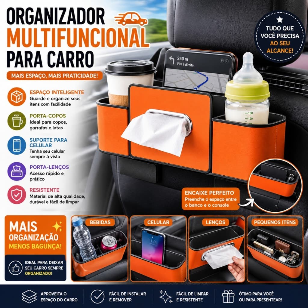 Organizador Universal Do Banco Traseiro Carro Com Suporte De Copo , Acessórios De Armazenamento Assento Automotivo