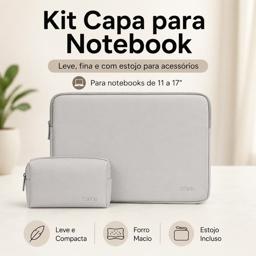 Capa para Notebook 11-17 Polegadas Kit 2 Peças com Estojo Leve Resistente a Respingos