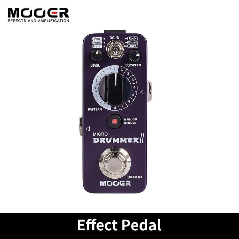 Pedal MOOER Micro Drummer II 48 Grooves De Baterista E 6 Estilos Musicais Por 8 Rythem Diferentes Com Função De Preenchi