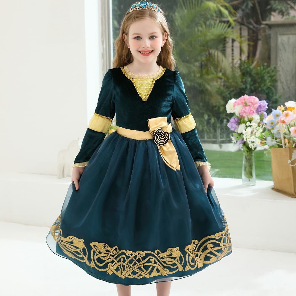 2-10 Anos Merida Cosplay Meninas Vestido Bonito Dos Desenhos Animados Princesa Desempenho Traje Novas Roupas Infantis