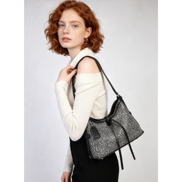 Bolsa De Ombro Embelezada Com Diamantes Cheios De Detalhando crossbody Feminina