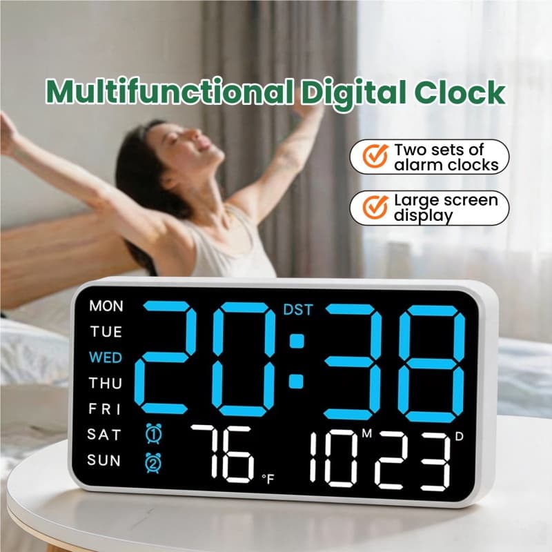 Novo Relógio Digital LED Minimalista Com Display De Temperatura E Data Dia Da Semana Modo Noturno Alarme Eletrônico 12/2