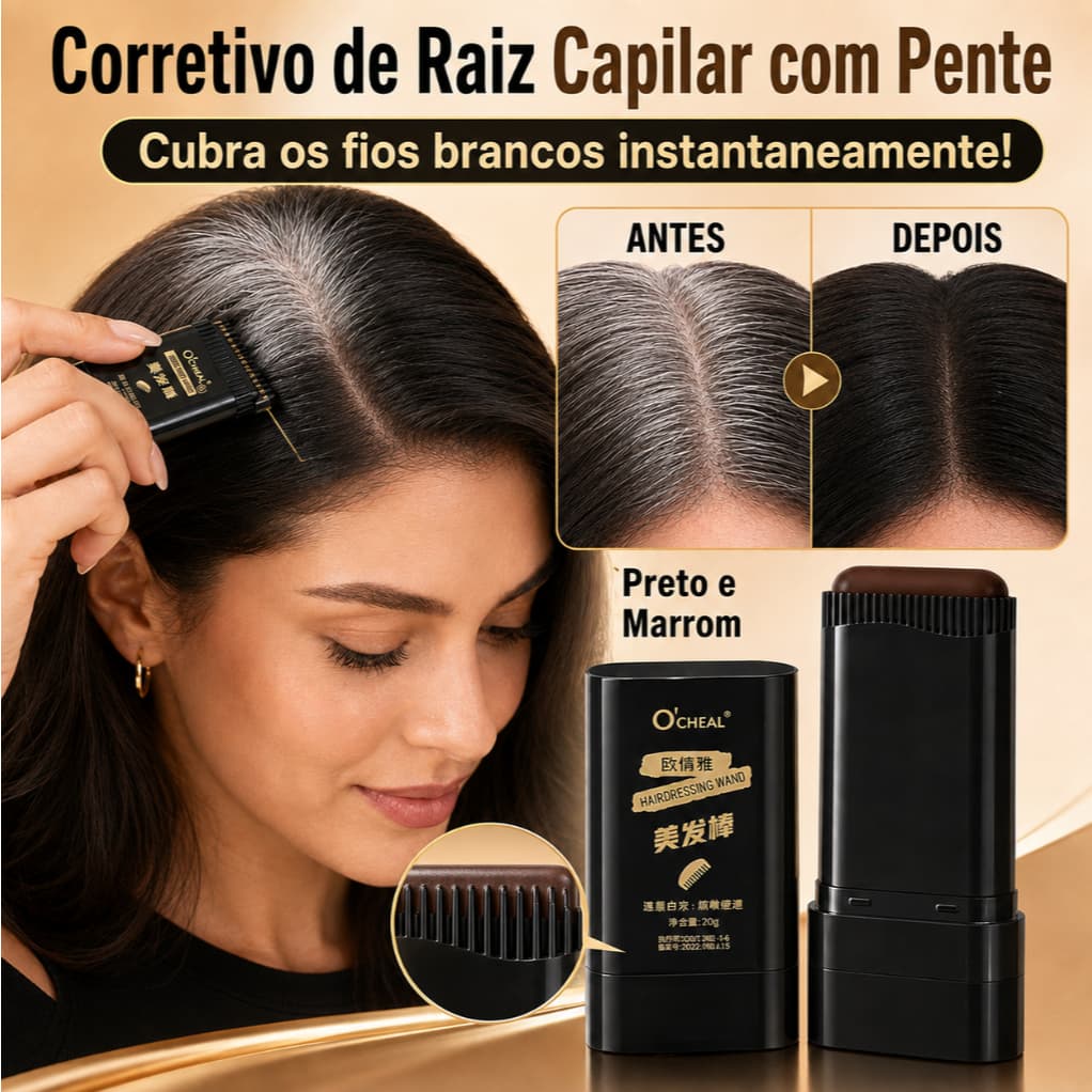 Pente Para Coloração De Retoque De Raiz De Cabelo – Cabelos Grisalhos Camuflados Em Minutos Impermeável E Resistente Ao