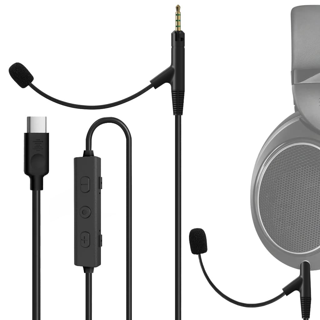 Cabo De Fone De Ouvido GEEKRIA USB-C Para 2.5 Mm Com Microfone Boom Compatível Sennheiser HD598/HD599/HD560S/400 PRO , S