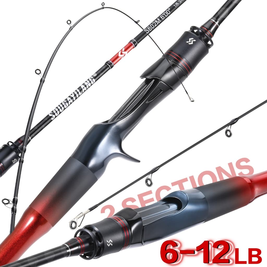 Vara de Pesca Sougayilang Spinning/Casting 1,8/2,1m Vara de Pesca em Alto Carbono 2 Seções com Punho EVA para Pesca em Á