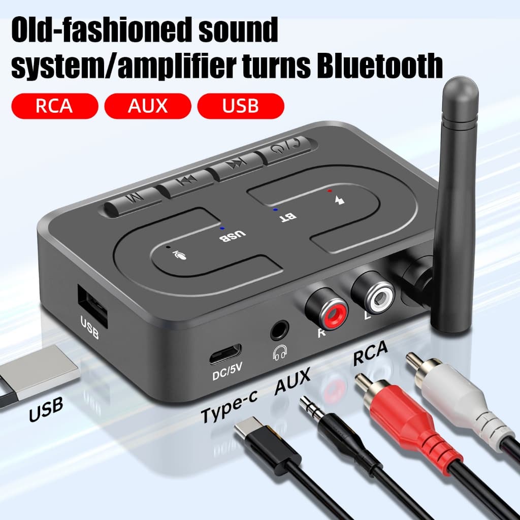 Novo Transmissor Receptor Bluetooth 5.3 , Adaptador De Áudio De Música Sem Fio Com Microfone Para PC , TV , Carro , Sist