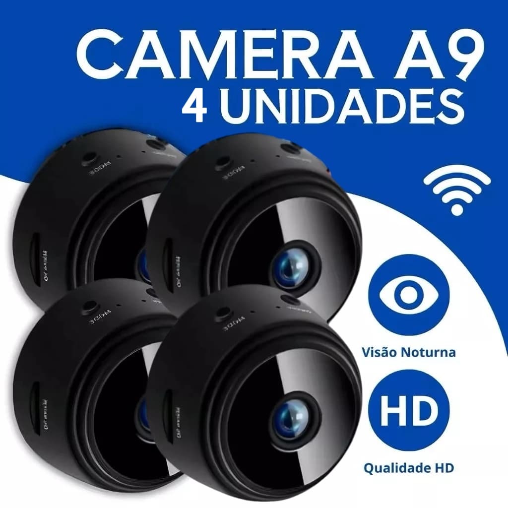 Kit 04 Câmeras A9 HD Visão Noturna Câmera Wifi 1080P Vigilância E Segurança Sem Fio