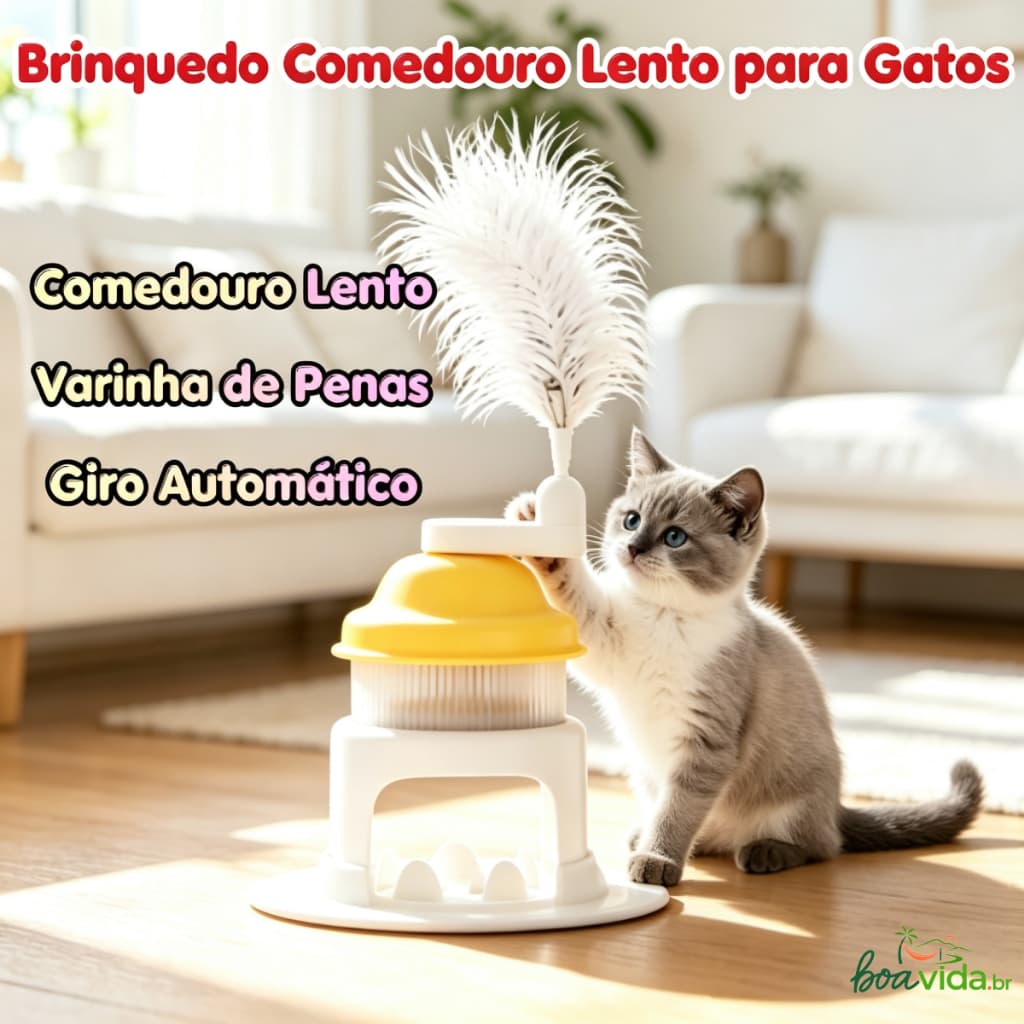 Brinquedo Dispenser de Ração Rotativo para Gatos Máquina de Raspadinha Varinha Interativa Alívio de Tédio