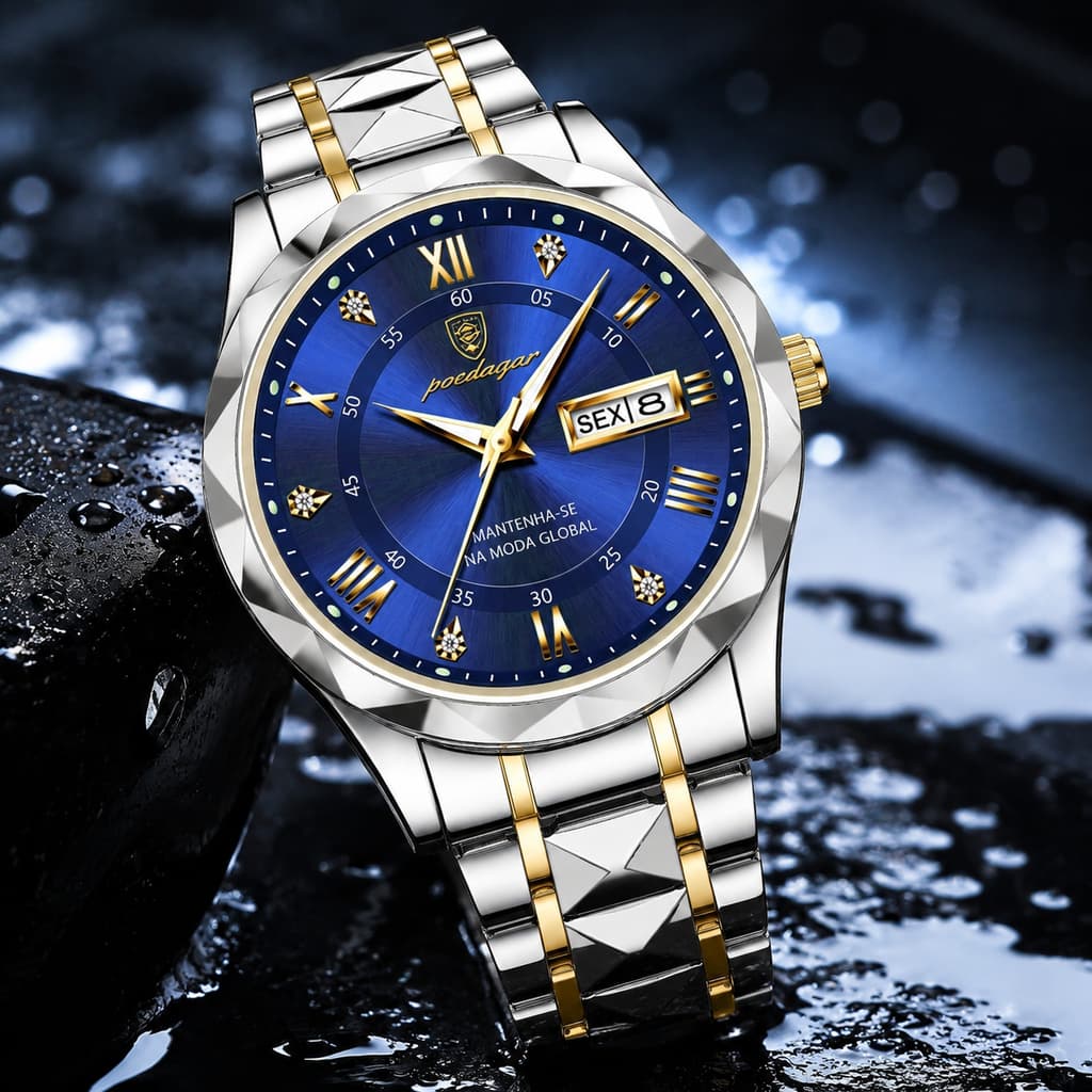 Relógio Masculino POEDAGAR 615 Premium Design Em Aço Inoxidável Com Calendário-Opção De Presente Perfeita
