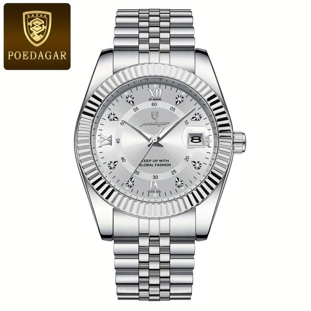 POEDAGAR 910 Relógio Masculino Estilo Calendário De Luxo Em Aço Inoxidável De Alta Qualidade Com Excelente Desempenh