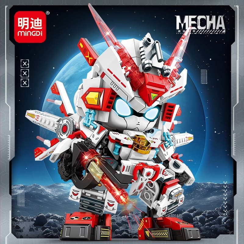 Blocos de construção de alta montagem dos desenhos animados versão Q Mecha guerreiro pequenas partículas DIY