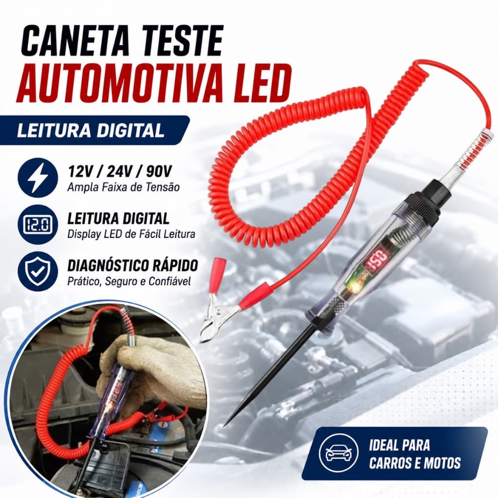 Testador de Circuito de Tensão para Caminhão Display Digital LED 6V-24V Ferramentas de Diagnóstico Automóvel Elétrica