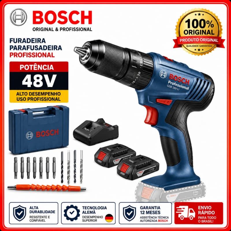 Furadeira parafusadeira 48V Furadeira de Impacto Elétrica importado Alemanha Original 100%