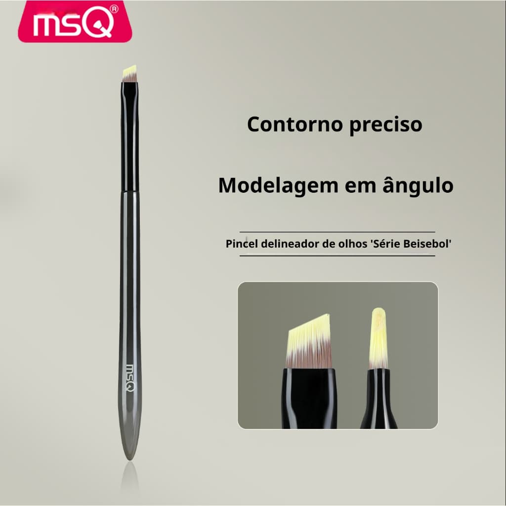 MSQ Pincel De Delineador De Lâmina Angular , Precisão E Sobrancelha , Cerdas Macias , Sem Riscos , Cabo De Madeira