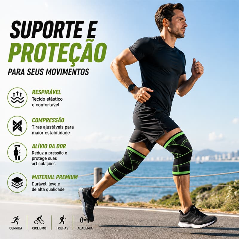 Joelheira Esportiva Ajustável de Compressão para Academia Corrida Fitness Crossfit 1 ou 2 Peças