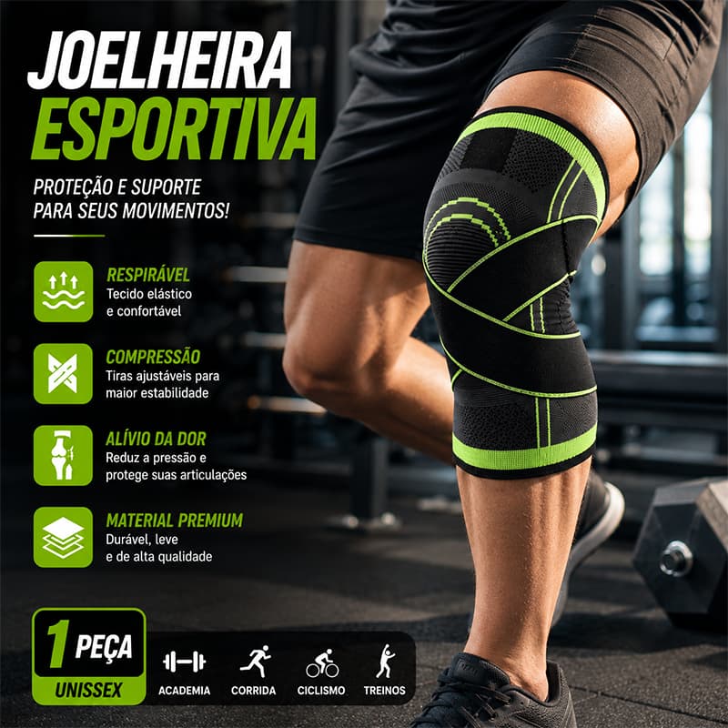 Joelheira de Compressão Esportiva Ajustável para Academia Corrida Crossfit Suporte e Estabilidade