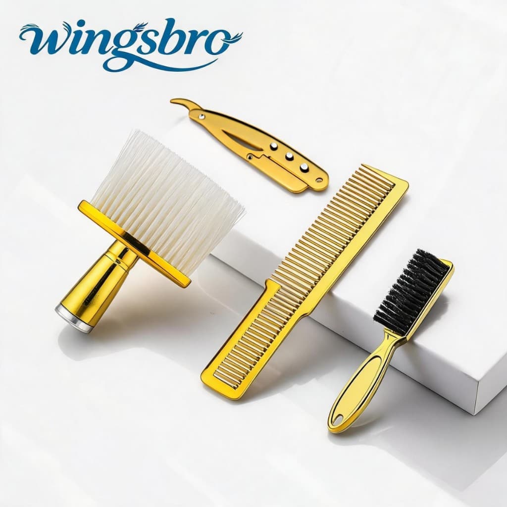 Conjunto De Escova De Barbeiro E Pente wingsbro , Corte , Limpeza Barba De Cabelo Para Homens , Mulheres , Salões De Bel
