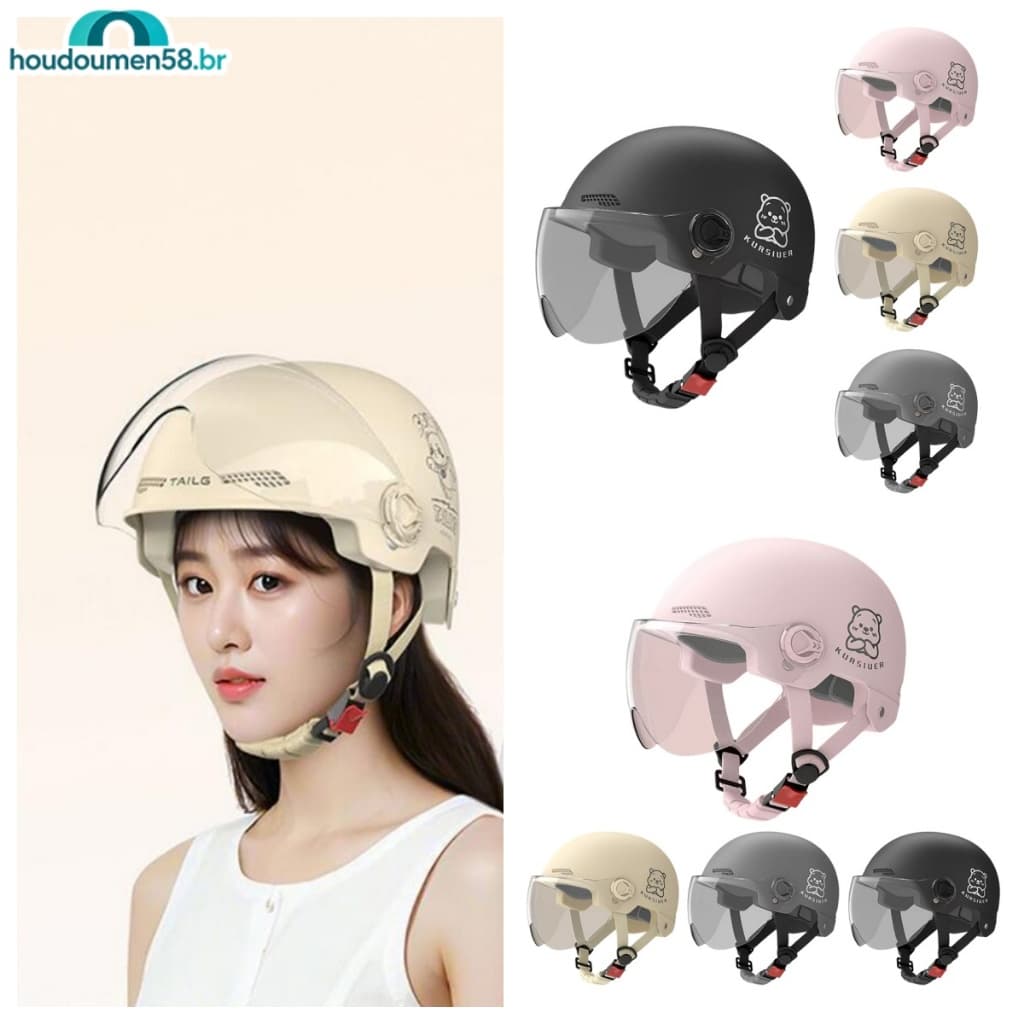 HOUDO Universal Summer Motorcycle Meio Capacete Proteção Solar Segurança Para Mulheres